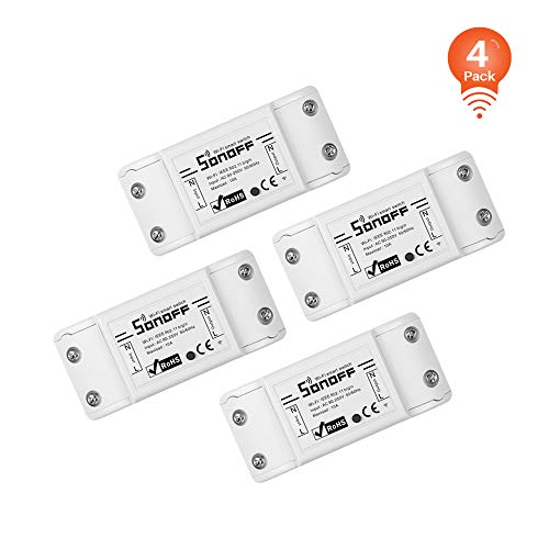 SONOFF Basic R2 10A Smart WiFi Wireless Light Switch, Universal DIY Module for Smart Home Automation Solution, Compatible with Alexa & Google Home Assistant, Compatible with IFTTT (4 Pack)