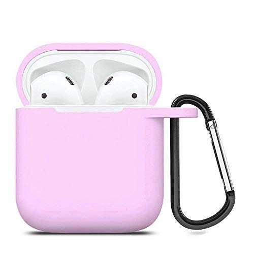 ZALU Compatible for AirPods Case 2 & 1 with Keychain, Shockproof Protective Premium Silicone Cover Skin for AirPods Charging Case 2 & 1 [Front LED Not Visible] [Wireless Rechargeable](Light Purple)