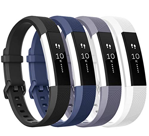 Tobfit Compatible with Alta Bands, 4 Pack, Soft TPU Classic Accessories Replacement Bands Compatible with Alta HR/Ace, Small Large (Small, Black/Blue/Gray/White)