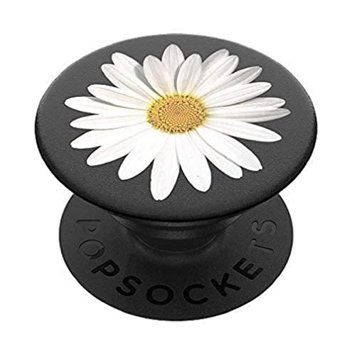 PopSockets PopGrip: Phone Grip and Phone Stand, Collapsible, Swappable Top, White Daisy