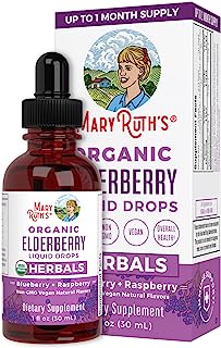 Organic Elderberry Syrup Liquid Extract by MaryRuth - Drops Supplement - Immune Boost - High Flavonoid Levels - Vegan Easy Absorption - Blueberry/Raspberry Flavor - Non-GMO - 1oz - 150 mg per Serving