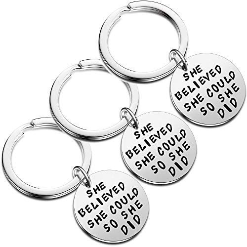 Pack of 3 She believed she could so she did Graduation Inspirational Charm Women Best Friend Family Jewelry (Style-1)