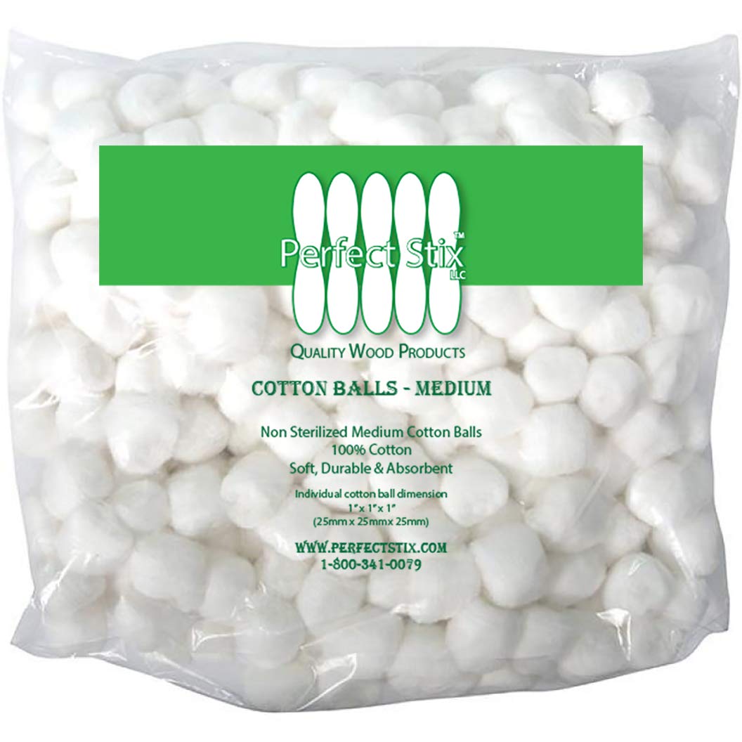 Perfect Stix Cotton Balls M Cotton Balls Medium- Pack of 1000ct Natural