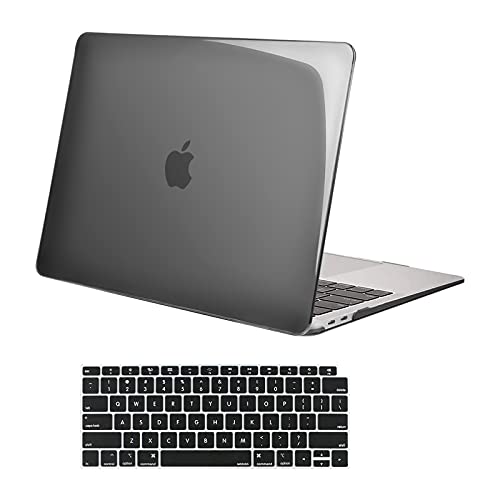 MOSISO Compatible with MacBook Air 13 inch Case 2020 2019 2018 Release A2337 M1 A2179 A1932 Retina Display with Touch ID, Protective Plastic Hard Shell Case & Keyboard Cover Skin, Crystal Black
