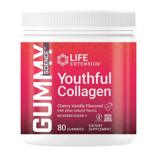 Life Extension Gummy Science Youthful Collagen â€“ Helps Reduce The Appearance of Fine Lines & Wrinkles â€“ Cherry Flavor â€“ Non-GMO â€“ Skin Health â€“ 80 Gummies