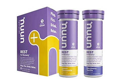 Nuun Rest: Rest and Recovery Drink Tablets, Magnesium Citrate, Tart Cherry, Electrolytes - Lemon Chamomile + Blackberry Vanilla - 10 Count (Pack of 2)