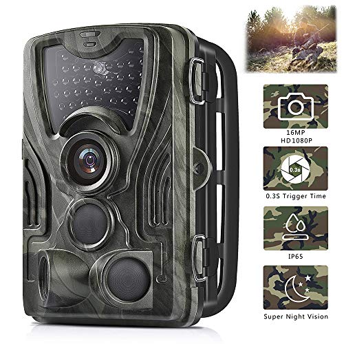 Trail Game Camera 16MP 1080P Waterproof Hunting Scouting Cam for Wildlife Monitoring with 120Â°Detecting Range Motion Activated Night Vision 2.4" LCD IR LEDs