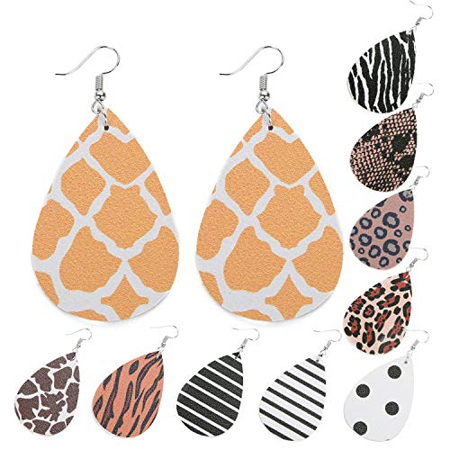 10 Pairs Leather Earrings Teardrop Leather Earrings Petal Drop Leaf Dangle Earrings for Girls Women