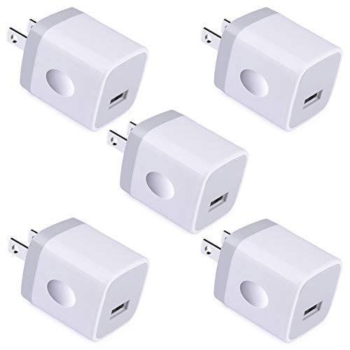 Single Port USB Charger,UorMe 1A 5V Wall Plug USB Power Adapter 5 Pack for Phone 12/11/X/8/7/6S/6S/6Plus/6/5S/5,Samsung Galaxy S20 Ultra/S10/S9/S8/S7 Edge Note 20/9/8,HTC,Nexus,Moto, BlackBerry,G8