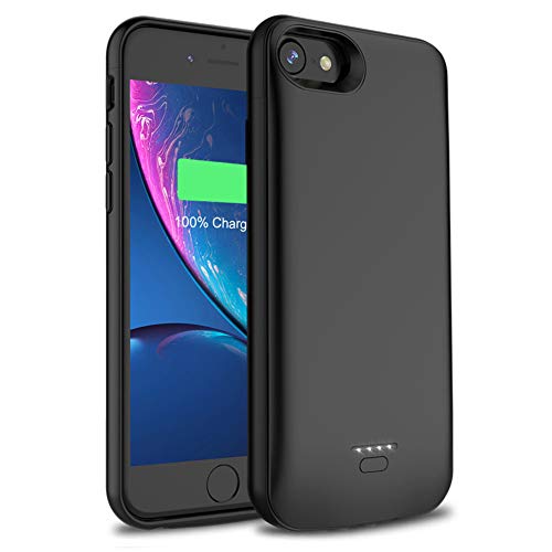WAVYPO Battery Case for iPhone 6/6s/7/8, 4000mAh Extended Rechargeable Charging Case Portable Power Bank External Battery Pack Protective Charger Case for iPhone 6, 6s, 7, 8 (4.7inch)-Black