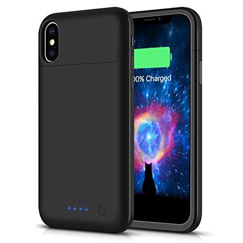 Battery Case for iPhone X/XS/10,5200mAh Rechargeable Portable Charger Case Extended Battery Pack for iPhone X/XS/10 (5.8inch)Protective Power Charging Case-Black