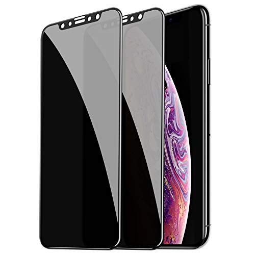 [2 Pack] Privacy Screen Protector for iPhone Xs/iPhone X, CTREEY Anti-Spy, Full Coverage, Anti-Scratch, Case-Friendly, Premium Tempered Glass Screen Protector for iPhone Xs/iPhone X 5.8 Inch (Black)