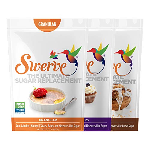 Swerve Sweetener, Baker's Trio, Granular 12 oz, Confectioners 12 oz, and Brown 12 oz, 3 pack
