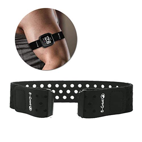 B-Great Breathable Hook and Loop Armband for Compatible with Fitbit Versa/Blaze Smartwatch (Black, Medium)