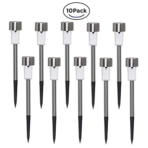 Westinghouse Solar Path Light LED Landscape Light Warm White Stainless Steel Solar Lights Outdoor Waterproof for Lawn,Garden,Patio,Walkway,Driveway (10-Pack)