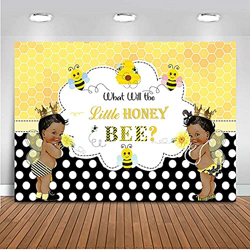 Mocsicka Bee Gender Reveal Backdrop What Will Little Honey Bee Photography Background 7x5ft Vinyl Bees Baby Gender Reveal Party Banner Backdrops