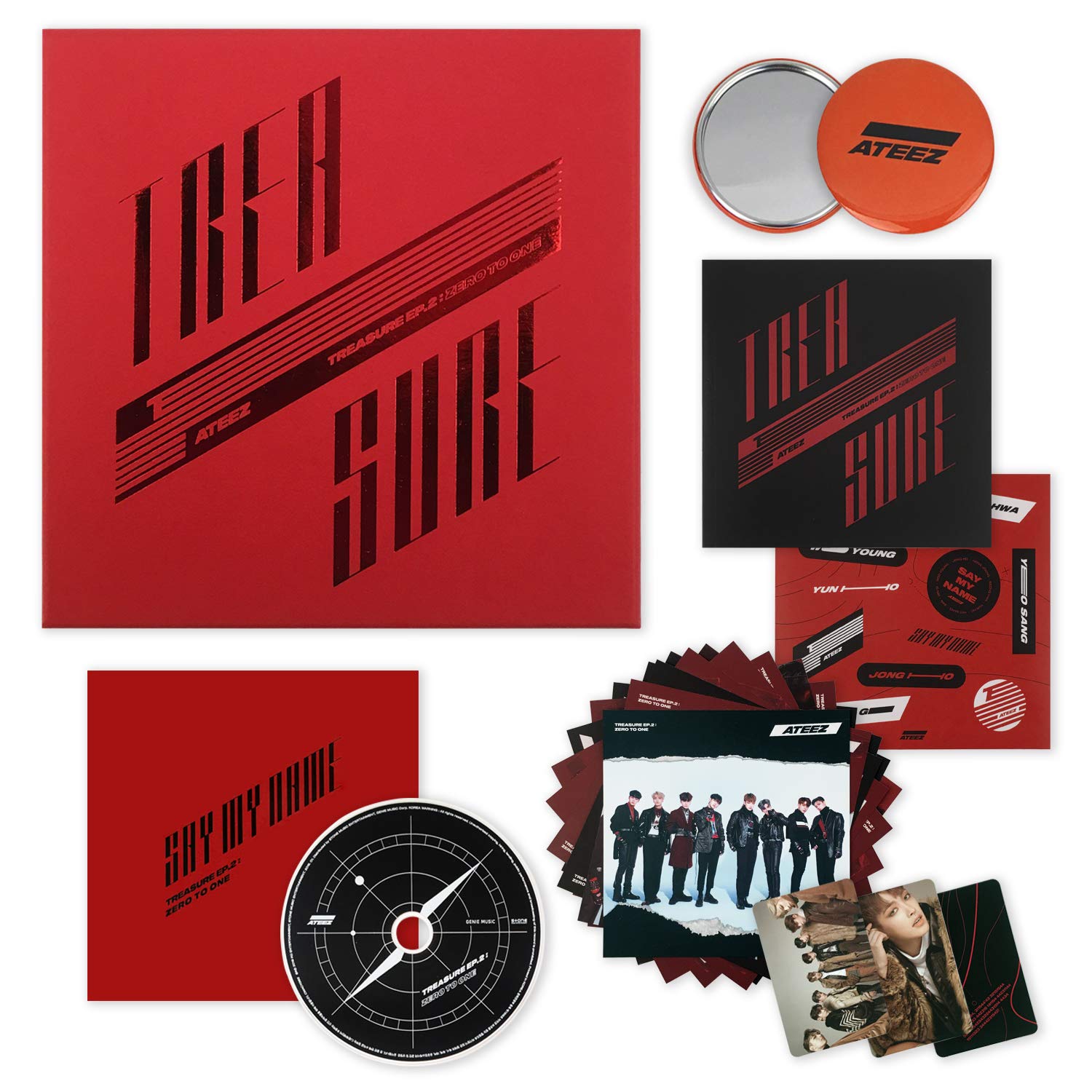 ATEEZ 2nd Mini Album - Treasure EP.2 : Zero to One CD + Sticker + on Pack Poster + Calendar Cards + Photocards + FREE GIFT / K-POP Sealed