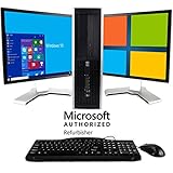HP Elite Desktop Computer, Intel Core 2 Duo 2.9 GHz, 8 GB RAM, 1 TB SATA HDD, Keyboard & Mouse, WiFi, Dual 19in LCD Monitors (Brands Vary), DVD, Windows 10 (Renewed)