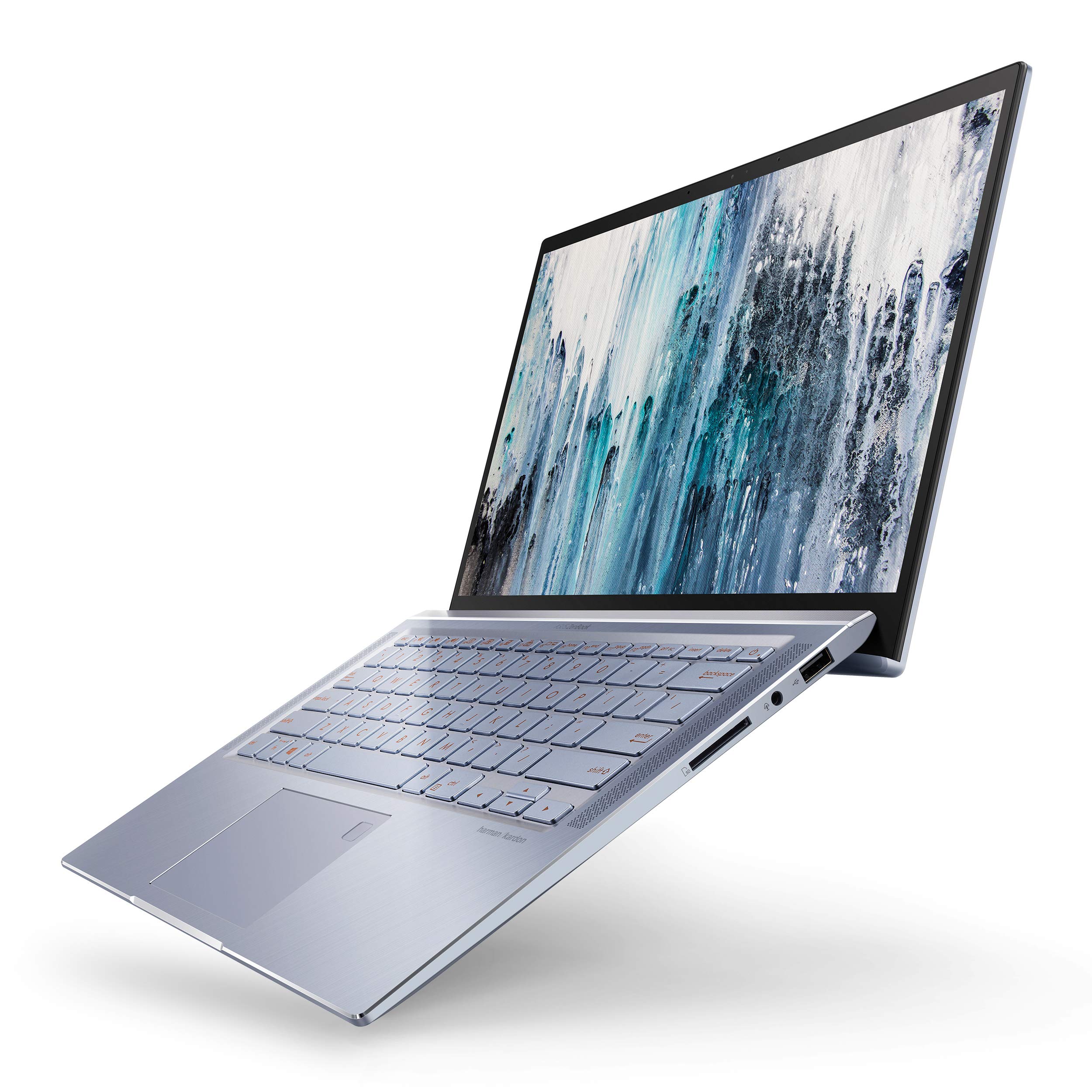 ASUS ZenBook 14 Ultra Thin and Light Laptop, 4-Way NanoEdge 14” FHD, Intel Core i7-8565U, 8GB RAM, 512GB NVMe PCIe SSD, NumberPad, Wi-Fi 5, Windows 10, Silver Blue, UX431FA-ES74