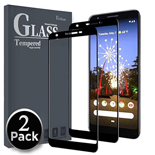 Ferilinso Screen Protector for Google Pixel 3a, [2 Pack] [Full Glue] Screen Protector Tempered Glass Case Friendly Protective Film (Black)