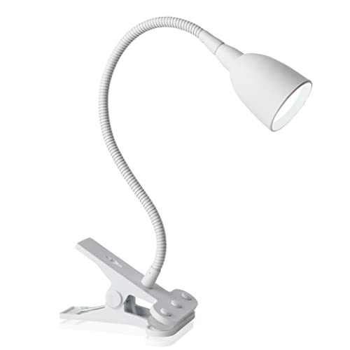Book Cover Newhouse Lighting NHCLP-OL-WH Olivia LED Clamp Light Desk Lamp with Flexible Gooseneck, 3 Brightness Levels & 3 Color Modes, White