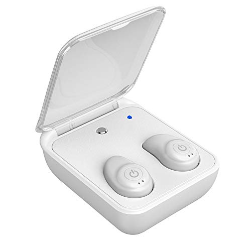 Book Cover (Updated Version) Wireless Earbuds White for iPhone with 2000mAh Charging Case, 72 Hours Cycle Playtime, Auto Pairing, IPX5 Sweatproof Bluetooth Headphones 5.0 Mini Stereo Headset with Mic