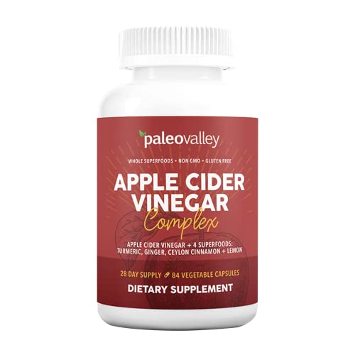 Paleovalley Apple Cider Vinegar Complex - Nutritional Supplement with Turmeric, Ginger, Ceylon Cinnamon and Lemon - 84 Capsules - Supports a Low Carb Diet, Keto Diet, and Protein Absorption