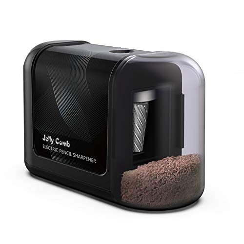 Book Cover Pencil Sharpener, Jelly Comb Electric Pencil Sharpener Battery Operated for Kids,Teachers, Classroom, Artist, Ideal for No.2 and Colored Pencils (Black)