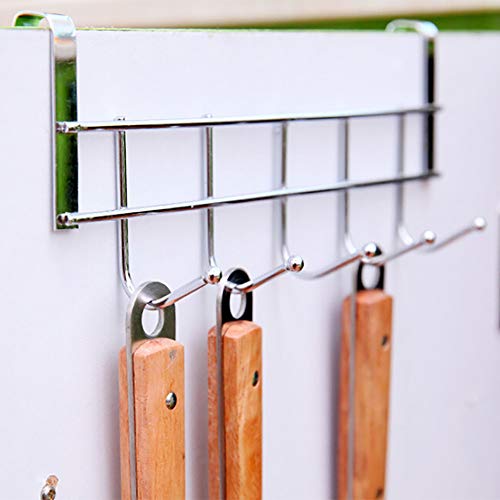 NIHAI Stainless Steel Hooks, Clothes Door Bathroom Kitchen Hooks, 5 Hooks, Approx.25x9cm(LxW), Wall Mount Decorative Home Storage