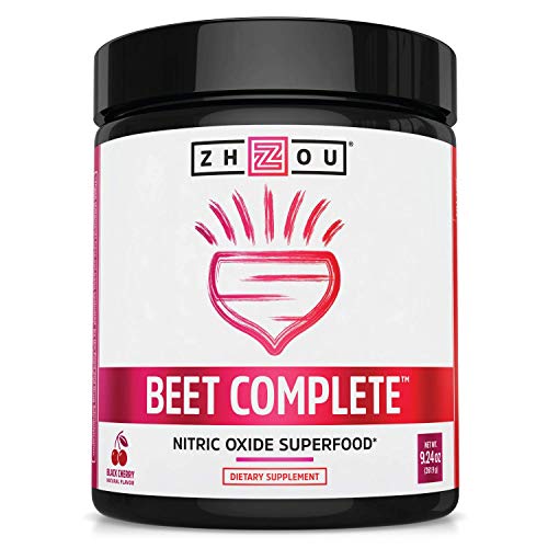 Zhou Beet Complete | Nitric Oxide Superfood Powder | Preworkout Formulated to Boost Performance & Heart Health | Black Cherry Flavor | 9.24 oz