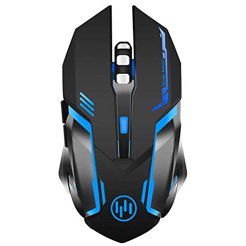 Wireless Gaming Mouse, Scettar Rechargeable Computer Gaming Mouse Unique Silent Click, 7 Breathing Led Light, 3 Adjustable DPI,Iron Plate, Power Saving Mode Wireless Mouse for Laptop/PC/Notebook