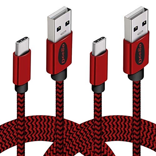 USB Type C Cable,DEEGO 2Pack Durable USB C to A Fast Charger Nylon Braided USB C Cable 10Ft 6Ft Compatible for Samsung Galaxy S10 S9 S8 Plus Note 9 8, LG Slylo 4,V40,G7,G6,Google Pixel 2,Red