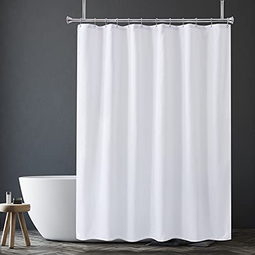 Book Cover Amazer Fabric Shower Curtain, White Polyester Fabric Shower Curtain Liner Bathroom Shower Curtains, Water Proof, Hotel Quality, 72 x 72 Inches