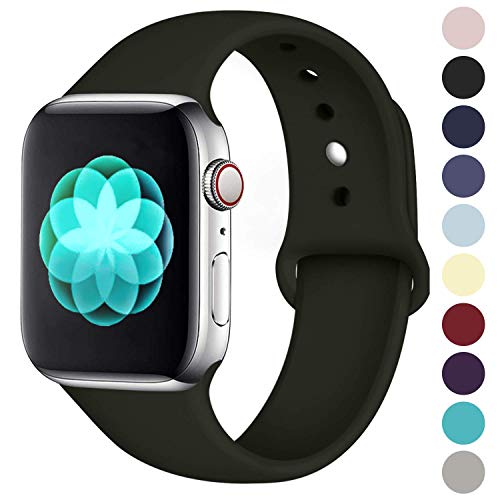 ilopee Compatible with Apple Watch Band 38mm 40mm, Premium Silicone Bracelet for iWatch Series 5 4 3 2 1, Black, S/M