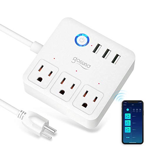 Gosund Smart Power Strip WiFi Surge Protector Mini with 3 Smart Outlets Controlled Individually and 3 USB, No Hub Required, Work with Alexa, Google Home and IFTTT, 5ft Cord, 10A, FCC Listed