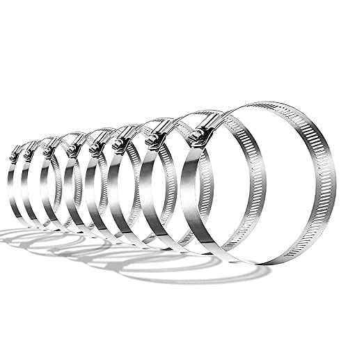 GLIDESTORE 8-Inch Hose Clamps Stainless Steel (Adjustable 7.48 Inch â€“ 8.2 Inch Diameter), Duct Clamps, Dryer Vent Hose Clamp, Pipe Clamp, Worm Gear Clamps, Large Hose Clamps (Pack of 8)
