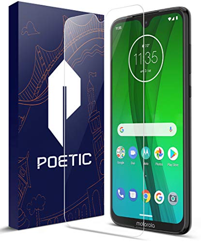 Moto G7 Screen Protector Tempered Glass, Poetic Premium HD Ultra Clear, 9H Hardness, Anti-Scratch, Bubble Free Glass Screen Protector, Designed for Motorola Moto G7 and Moto G7 Plus 6.2 Inch, Clear