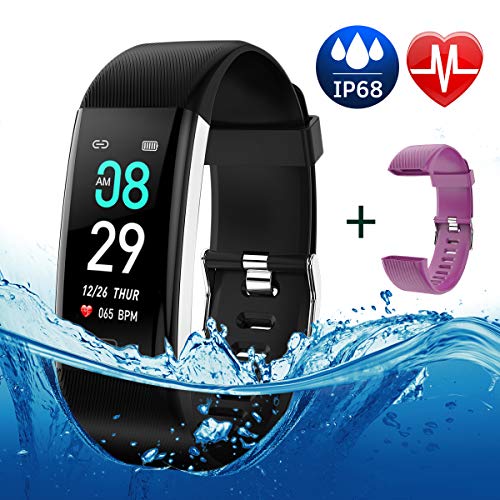Fitness Tracker Color Screen Waterproof Activity Tracker Smart Watch Remote Photography Heart Rate Blood Pressure Blood Oxygen Monitor Step Calorie Counter Pedometer for Women Men Kids