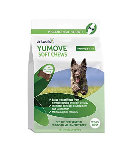 YuMOVE Joint Supplement for Small Dogs - Glucosamine, Green Lipped Mussel, Omega 3, Chondroitin, Hyaluronic Acid - Natural Relief from Hip Ache, Stiff Joints, Inflammation - 30 Chewable Tasty Treats