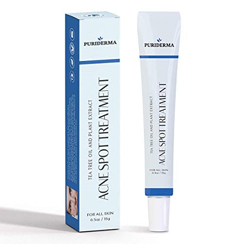 Puriderma Acne Spot Treatment for Acne Prone Skin, Mild, Moderate, Severe, Cystic Acne - Premium Tea Tree Oil, Plant Extracts & Vitamin E, Prevent Future Breakouts, Extra Strength & All Natural (15 ml