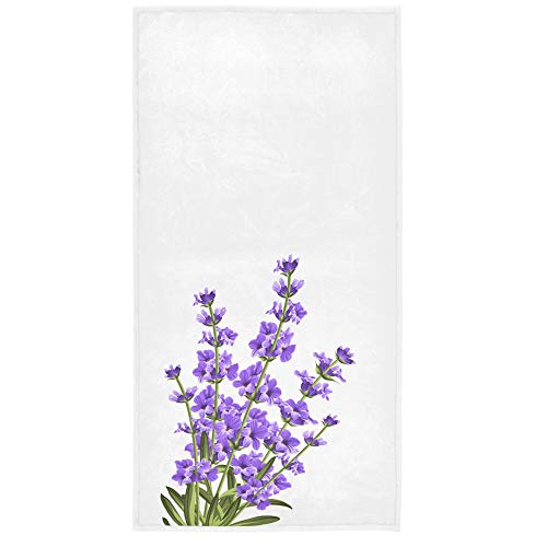 Book Cover Naanle Beautiful Lavender Flower Print Elegant Soft Guest Hand Towels for Bathroom, Hotel, Gym and Spa (16 x 30 Inches,Violet White)