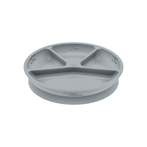 green sprouts Learning Plate | Helps toddler develop independent eating skills | Heat-resistant silicone, Suction cup base with easy-release tab, 4 sections marked to measure portions, Dishwasher safe