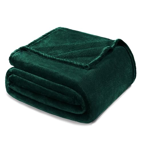 Exclusivo Mezcla Luxury King Size Flannel Velvet Plush Solid Bed Blanket as Bedspread/Coverlet/Bed Cover (90"x 104", Forest Green) - Soft, Lightweight, Warm and Cozy