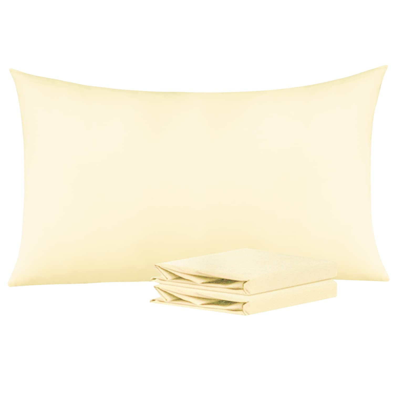NTBAY 100% Brushed Microfiber King Pillowcases Set of 2, Super Soft and Cozy, Wrinkle, Fade, Stain Resistant with Envelope Closure Pillow Cases, 20x36 Inches, Ivory Ivory King (20" x 36")