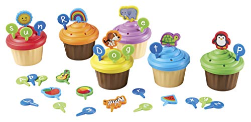 Learning Resources ABC Cupcake Party Toppers, Develops Language Skills, Early Alphabet Learning, Pretend Play Food, Vocabulary Toy, 64 pieces, Ages 3+