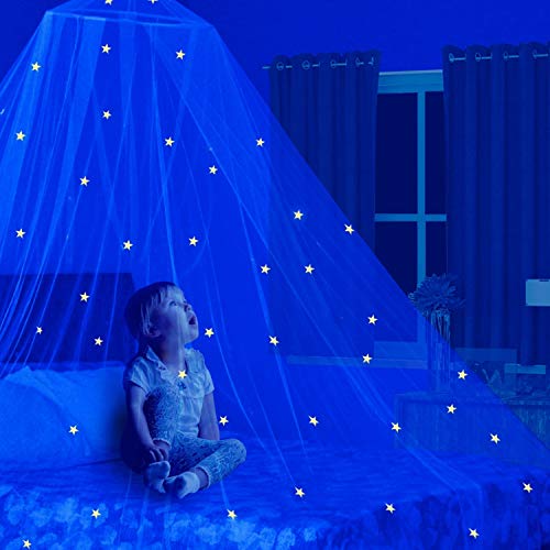 Book Cover Glow in The Dark Kids Bed Canopy Fairy Light Stars Play Tent Large Mosquito Net