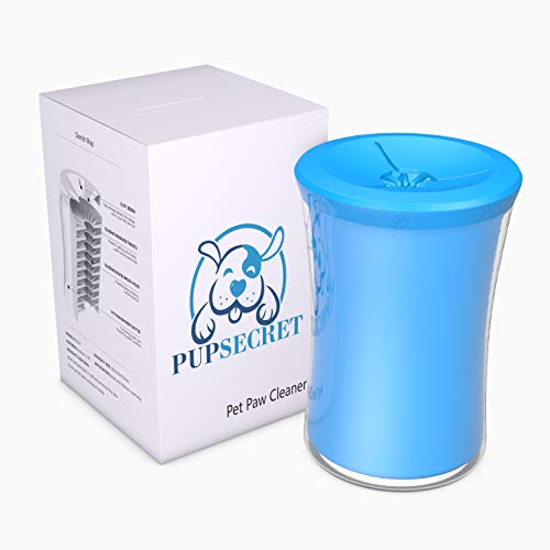 PupSecret Premium Portable Dog Paw Cleaner | Silicone Muddy Paw Washer With Super Soft Bristles and Cover | Medium Size | Lifetime Warranty