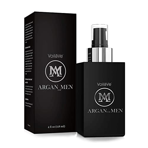 VoilaVe Argan Oil For Men | Anti Aging Oil For Face, Body & Beard Oil for Men | Organic Argan Oil | USDA Certified Oil For Face Nails & Body Massage | Sandalwood Oil For Hair Growth | 4 Oz
