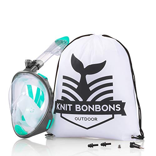180° Panoramic View Snorkel Mask Full Face Scuba, Dive and Swim Set for Kids Youth Adult Women Men | Easier Breath with Dry Anti-Fog Anti-Leak for Travel Beach Sea Underwater Swimming Pool