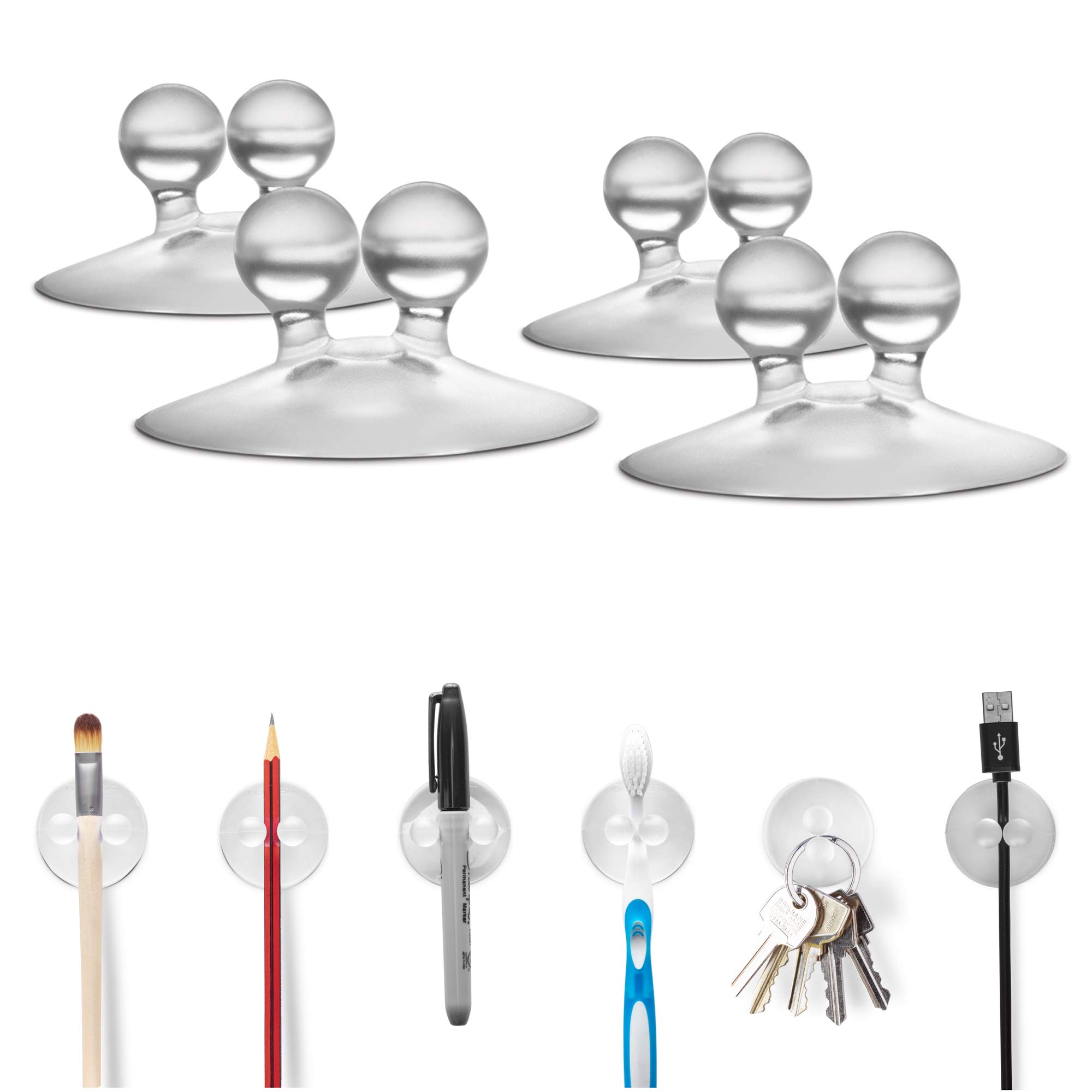 Dreamfarm Jot-Multi-Use Suction Hooks and Cable Holders, Set of 4 (Clear)